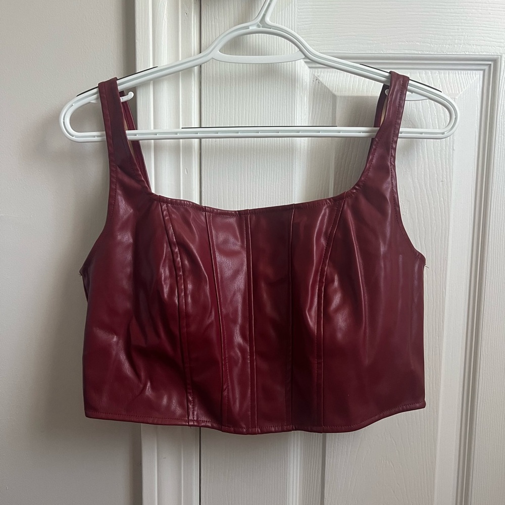 leather corset zip up top
